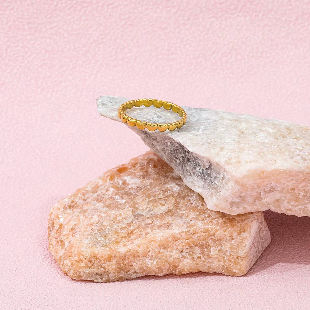 Joolim Jewelry Wholesale 18K Gold Plated Closer Heart Stainless Steel Ring for Women Fashion Jewelry