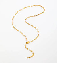 Joolim Jewelry Gold Plated Statement Paper Pin Link Chain Adjustable Necklace Stainless Steel Jewelry Wholesale