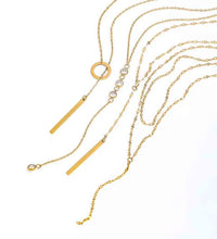 Joolim Jewelry Dainty 18K Gold Plated Stainless Steel Necklace Adjustable Cross Link Chain Y Tassel Zircon Vintage for Gift