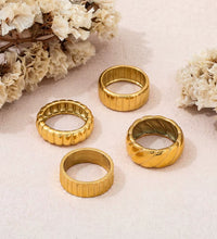 High End 18K PVD Gold Plated Stylish Gear Band Rings for Women Stainless Steel Jewelry Tarnish Free Jewelry