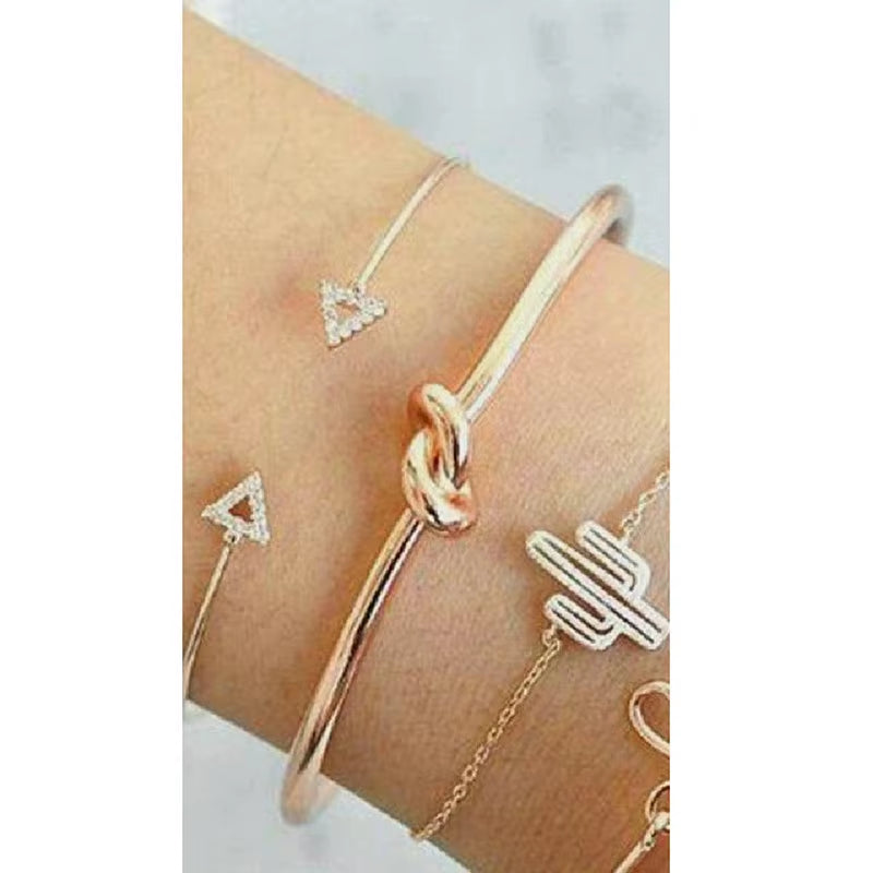 High End Gold Plated Stainless Steel Knot Cuff Bracelet for Women Wholesale Jewelry