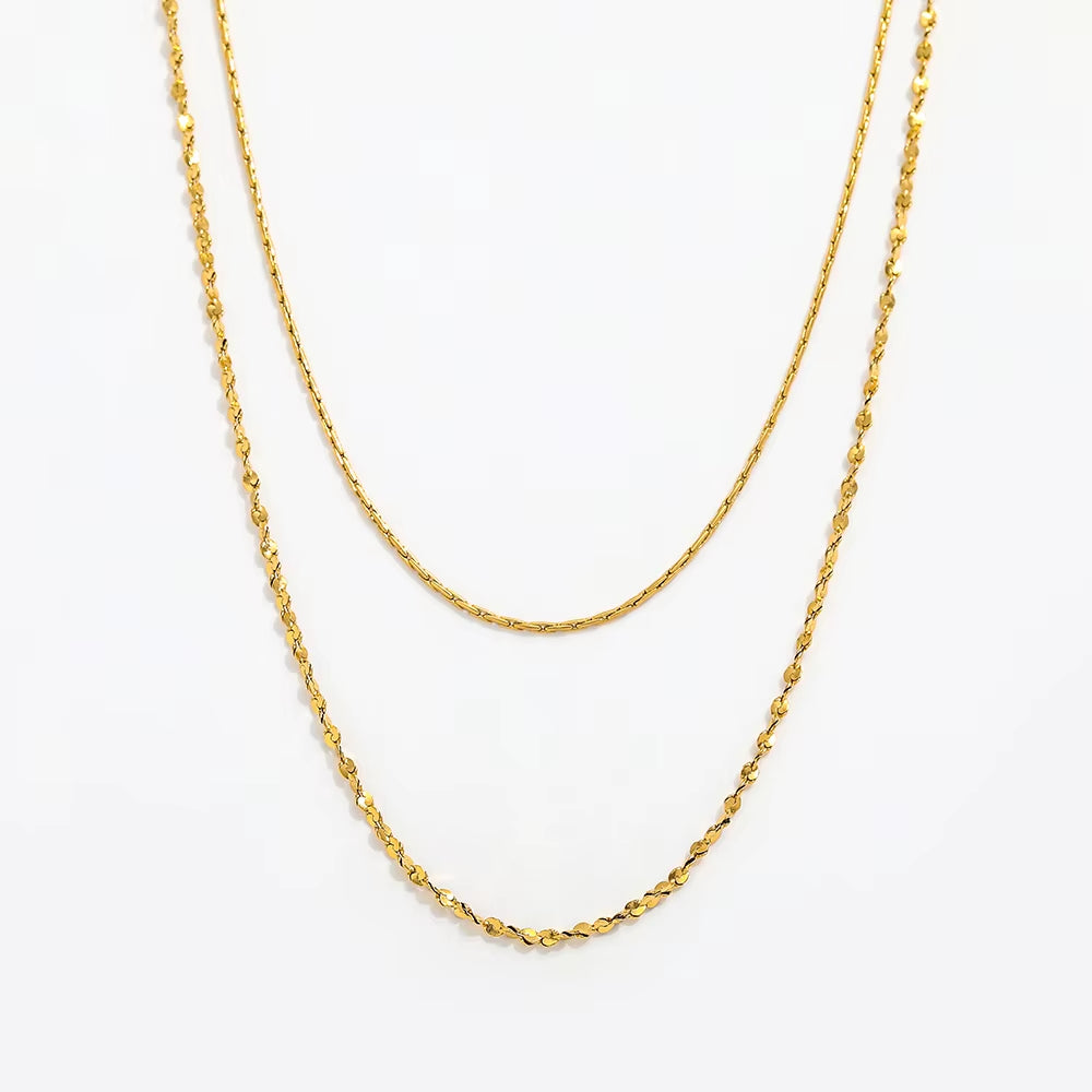 Joolim Jewelry 18K Gold Plated Double-Layer Choker Necklace Stainless Steel Jewelry Wholesale