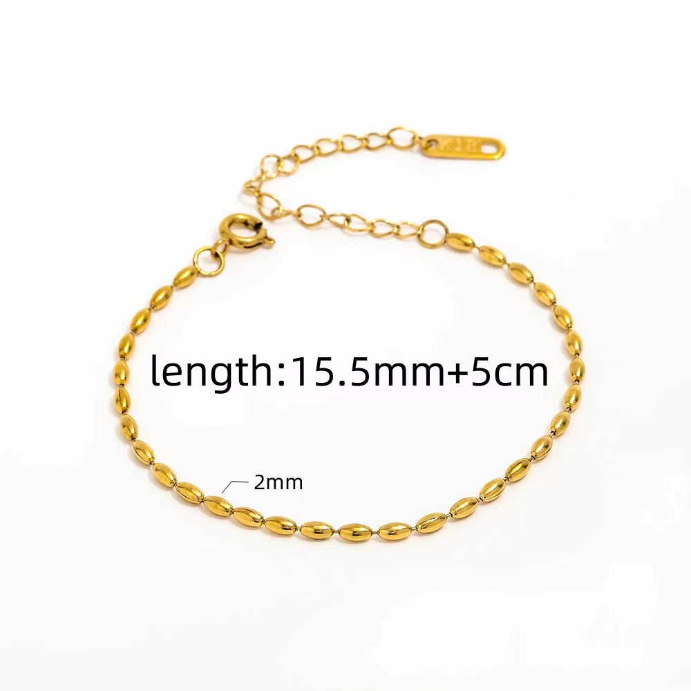 JOOLIM 18K Gold Plated Stainless Steel Necklace High End Dainty Chain Olives Beads Strings Fashionable Trendy Party Gifts