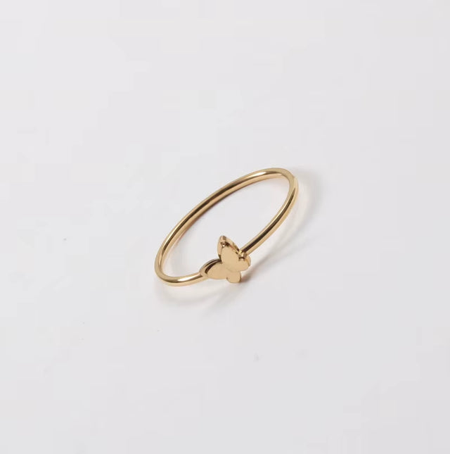 Tarnish Free High End 18K Gold Plated Double-Layer Dainty Butterfly Fashion Rings for Women Stainless Steel Jewelry