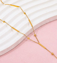 Joolim Jewelry Dainty Square Bar Bead Y Tassel Pendant Necklace 18K Gold Plated Stainless Steel Trendy Necklace