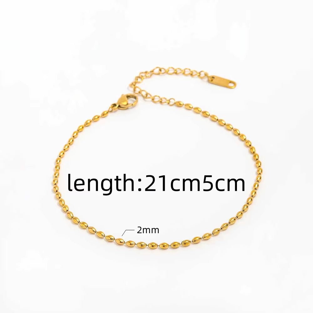 JOOLIM 18K Gold Plated Stainless Steel Necklace High End Dainty Chain Olives Beads Strings Fashionable Trendy Party Gifts