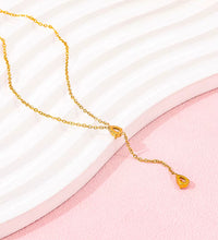 Joolim Jewelry 18K Gold Plated Stainless Steel Necklace Dainty Cubic Double Water Drop Zircon Y Tassel Trendy Parties Gifts