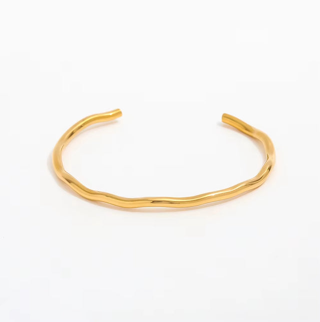 High End Gold Plated Stainless Steel Simple Cuff Bracelet Trendy Jewelry
