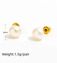 Trendy Earring 18K Gold Plated Single Big Natural Pearl Stud Earring Stainless Steel Fashion Jewelry Wholesale