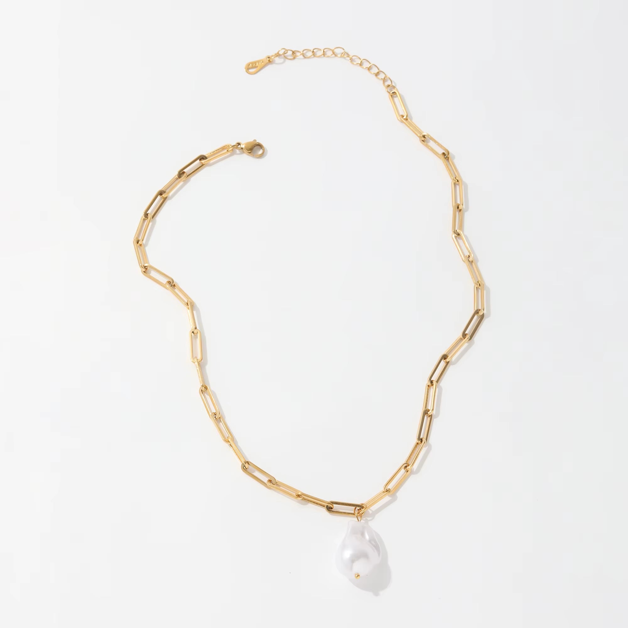 Joolim Jewelry 18K Gold Plated Link Chain Necklace Pearl Pendant Necklace