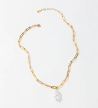Joolim Jewelry 18K Gold Plated Link Chain Necklace Pearl Pendant Necklace