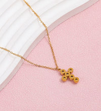 Joolim Jewelry 18K Gold Plated Imitation Pearl Cross Pendant Choker Necklace Sweater Necklace Stainless Steel Jewelry Wholesale