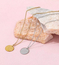 Joolim Hot Sale 18K PVD Gold Plated Waterproof Tarnish Free Hammered round Circle Coib Pendant Stainless Steel Necklace