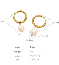 JLE0228 New Trendy 18K Gold Plated Elegant Dainty Fresh Water Pearl Stainless Steel Hoop Earrings for Women