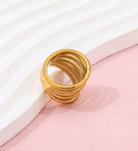 Tarnish Free High End 18K Gold Plated Hollow Multi-Layer Statement Band Ring for Women Stainless Steel Jewelry Gift Wholesale