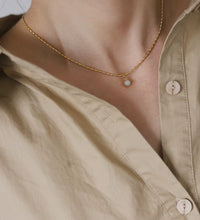 Joolim 18K Gold Plated Mung Bean round Natrual Stone Pendant Bead String Necklace Stainless Steel Tarnish Free Summer Jewelry