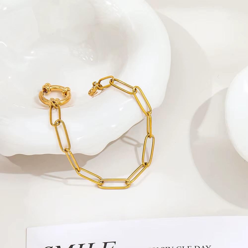 High End Gold Plated Fashion Waterproof&No Fade Dainty Small Square Chain Bubble Stainless Steel Bracelet Wholesale Jewelry