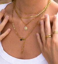 Joolim Jewelry Gold Plated Statement Paper Pin Link Chain Adjustable Necklace Stainless Steel Jewelry Wholesale