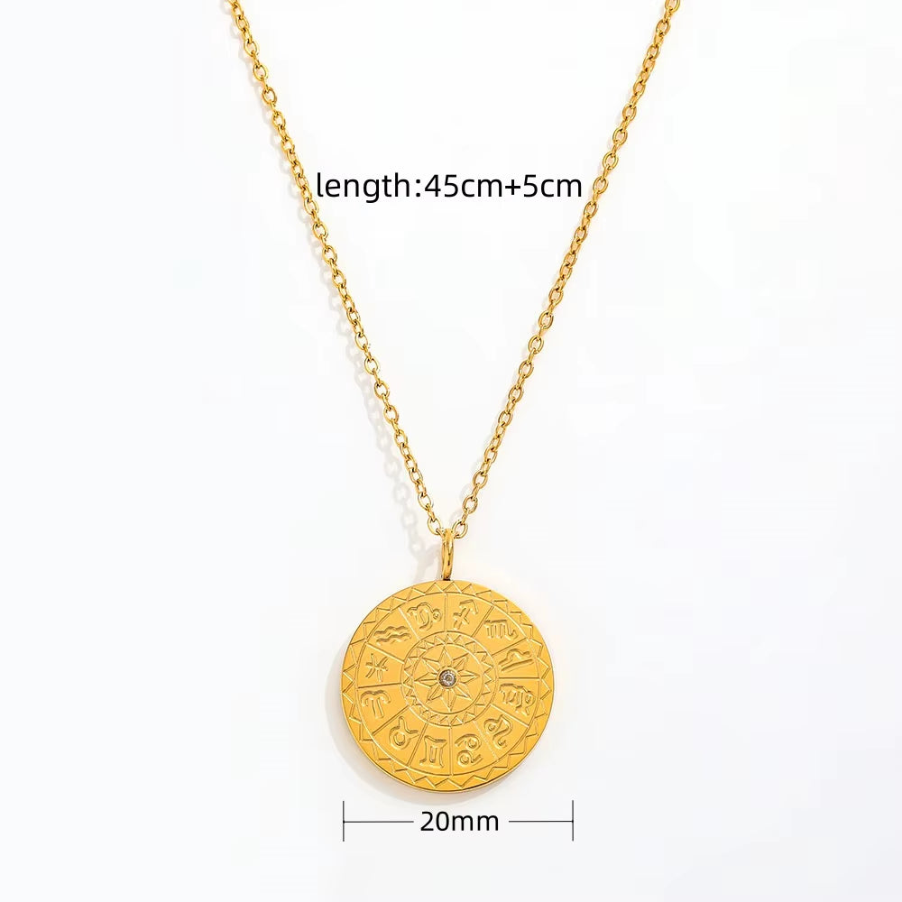 Joolim Jewelry 18K Gold Plated Relief Coin Pendant Choker Necklace Stainless Steel Jewelry Wholesale
