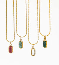 JOOLIM High End Stainless Steel Oval Colorful Natrual Stone Pendant Necklace 18K Gold Plated Jewelry Wholesale