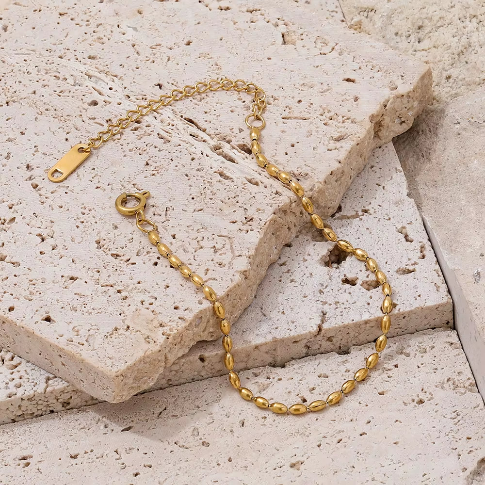 High End Stainless Steel Oval Beads String Bracelet for Women Wholesale Jewelry