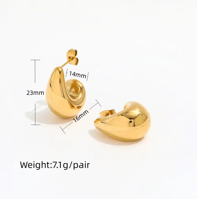 Trend 18K PVD Gold Plated Waterproof Hollow Waterdrop Stainless Steel Hoop Earring Fashion Jewelry