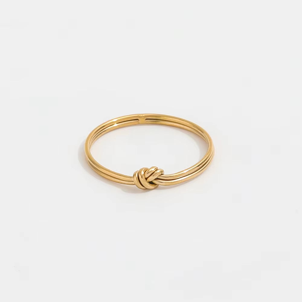 High End PVD 18K Gold Plated Dainty Knot Stainless Steel Rings for Women Trendy Jewelry