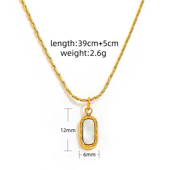 JOOLIM High End Stainless Steel Oval Colorful Natrual Stone Pendant Necklace 18K Gold Plated Jewelry Wholesale