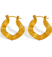 2022 Jewelry Trendy Earring 18K Gold Plated Irregular Waved Texure Hoop Earrings Stainless Steel Jewelry for Women