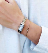 18K PVD Gold Plated Waterproof Stainless Steel Paper Clip Chain round Zirconia Bracelet for Women Wholesale Jewelry