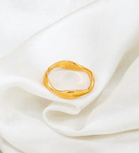 Joolim Jewelry Wholesale High End PVD Waterproof&Non Tarnish Fashion Dainty Arc-Shaped Wave Stainless Steel Ring for Women