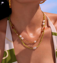 New Trendy Natural Stone Imitation Pearl Stainless Steel Pedant Necklace Waterproof Fashion Jewelry