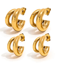 Joolim 18K Gold Plated Wholesale Waterproof&Tarnish Free Fashion Versatile Simple Double C Hoop Earring Stainless Steel Jewelry