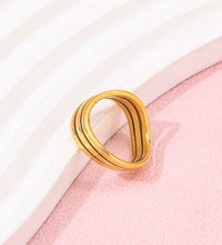 Joolim High End 18K Gold Plated Three Layer Hollow Waved Ring for Women Finger Ring Wholesale