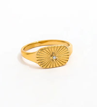 High End Tarnish Free PVD Gold Plated Sunburst Rings Stainless Steel Jewelry