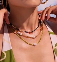 New Trendy Natural Stone Imitation Pearl Stainless Steel Pedant Necklace Waterproof Fashion Jewelry