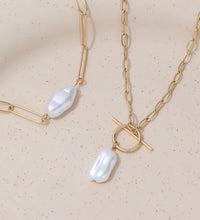 Joolim Jewelry 18K Gold Plated Shell Baroque Pearl Pendant Toggle Clavicle Necklace Stainless Steel Jewelry