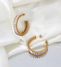 Luxury High Quality CZ Pave Party Chunky Big Crystal Hoop Earring Stainless Steel Jewelry