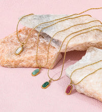 JOOLIM High End Stainless Steel Oval Colorful Natrual Stone Pendant Necklace 18K Gold Plated Jewelry Wholesale