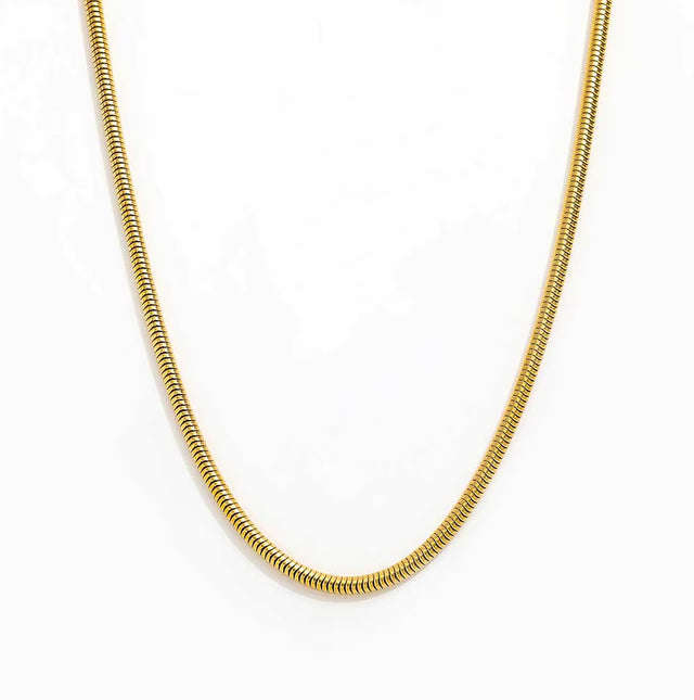 Joolim Jewelry Stylish 18K Gold Plated round Snake Chain Chunky Necklace Stainless Steel Jewelry Wholesale