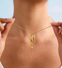 18K Gold Two Fish Pendant Necklace for Women - Hypoallergenic Stainless Steel Beach Style Jewelry