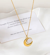 Joolim Jewelry 18K Gold Plated Waterproof&No Fade Fashion Simple Elegant Moon Shell Pendant Necklace Stainless Steel Jewelry