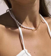 Waterproof & Tarnish Free 18K Gold Plated Paper Clip Freshwater Pearl Joint Necklace Trendy Stainless Steel Jewelry Wholesale