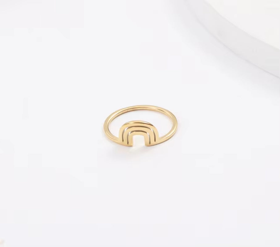 High End 18K PVD Gold Plated Geometric Rings Cute Rings for Women Trendy Stainless Steel Jewelry Wholesale