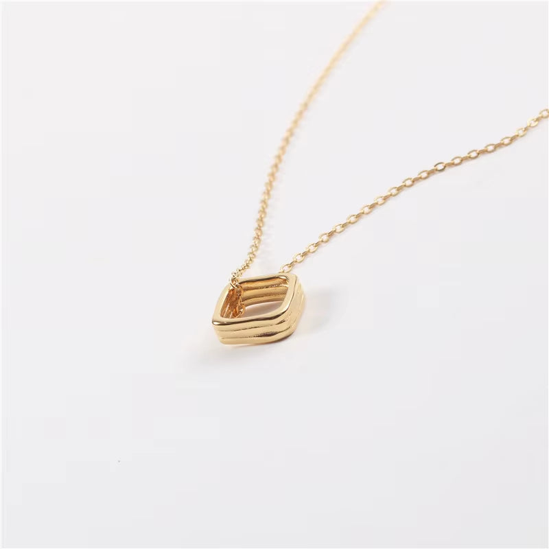 Joolim Jewelry 18K Gold Plated Simple Geometric Pendant Necklace Stainless Steel Necklace