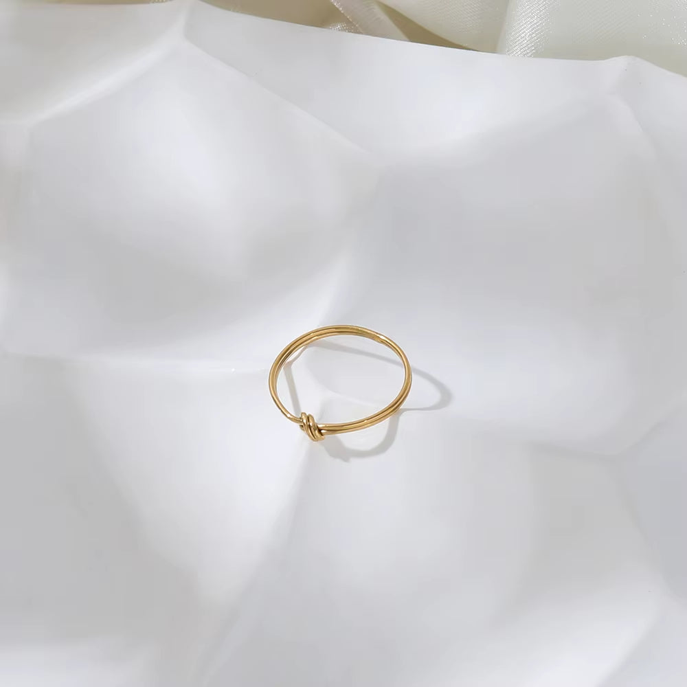 High End PVD 18K Gold Plated Dainty Knot Stainless Steel Rings for Women Trendy Jewelry