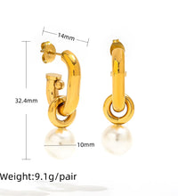Joolim 18K Gold Plated Wholesale No Fade Elegant Detachable Teardrop round Pearl Hoop Earring Stainless Steel Jewelry