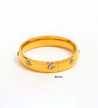High End 18K Plain Gold Star Zircon Surround Dainty Ring Stainless Steel Trendy Simple Gold Plated Jewelry