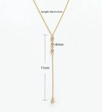 Joolim Jewelry Dainty 18K Gold Plated Stainless Steel Necklace Adjustable Cross Link Chain Y Tassel Zircon Vintage for Gift