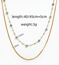 JOOLIM High End Stainless Steel Green Natrual Stone Double Layer Necklace 18K Gold Plated Jewelry Wholesale